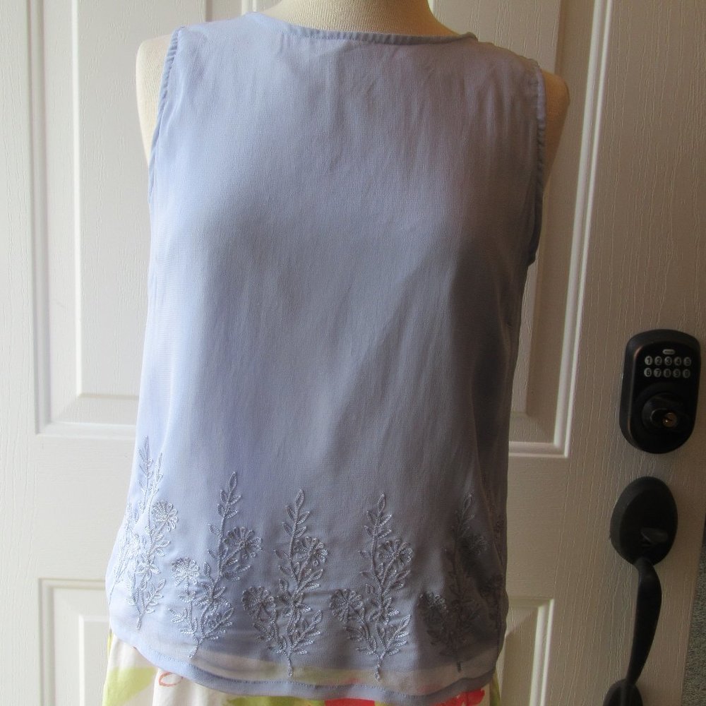 J.G. Hook Periwinkle Lilac Embroidered Sleeveless Shell Blouse Size 8